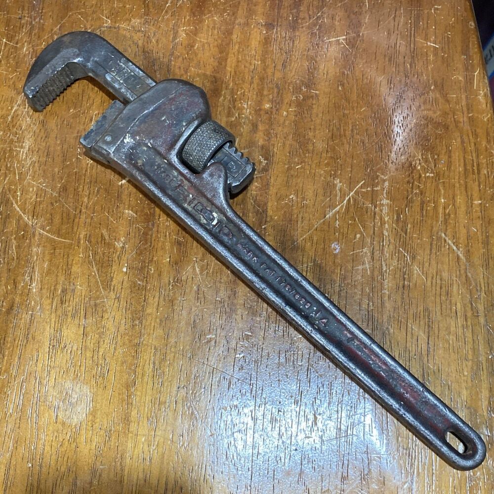 Vintage Ridgid 14” Pipe Wrench Heavy Duty Elyria Ohio USA Rigid Ridge Tool Co.